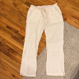 Casual Cream Drawstring Pants
